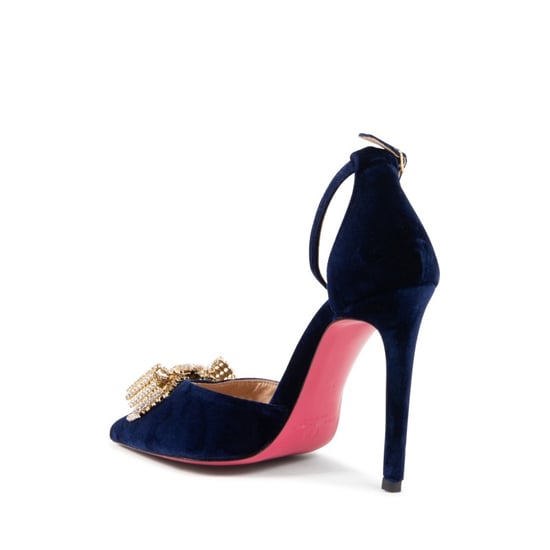 Velvet Bow Pump Navy Blue