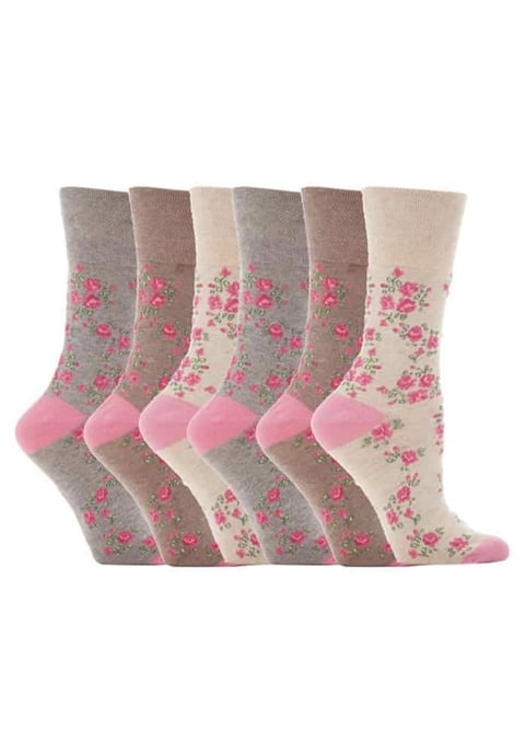 Gentle Grip - 6 Pairs Ladies Gentle Grip Non Elastic Socks - GG33 - Image 1