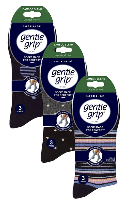 9-pack bambustrumpor Ladies | Gentle Grip | Extra Wide Soft Top Non Elastic Socks - SOLRM383940 - Image 2