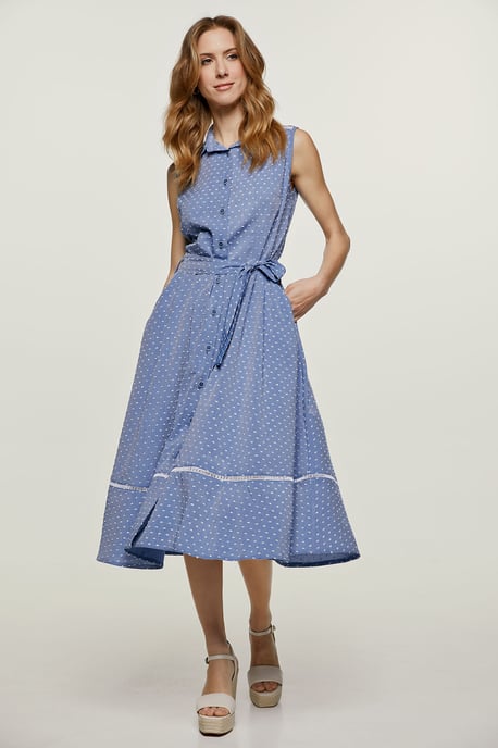 Indigo knoopdetails jurk - Image 6