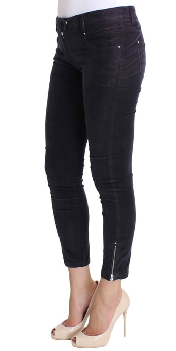 Costume National Women's Purple Cropped Corduroys Jeans