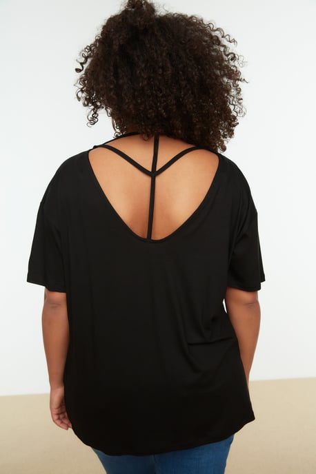 Effen V-hals Plus Size T-shirt Off-shoulder Basis - Image 2