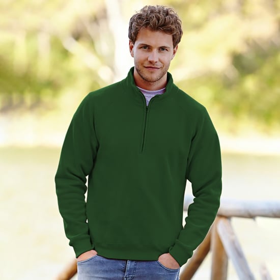 Fruit Of The Loom Heren Premium 70/30 Ritssluiting Neck Sweatshirt (Bottle Groen) - Image 2