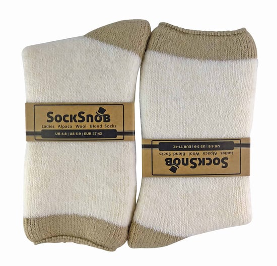 Ladies Alpaca Wool Blend Thermal Slipper Bed Socks with Grippers - Image 2