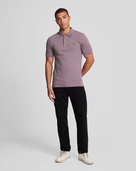 Heren Plain Polo Shirt i Rosa - Image 2
