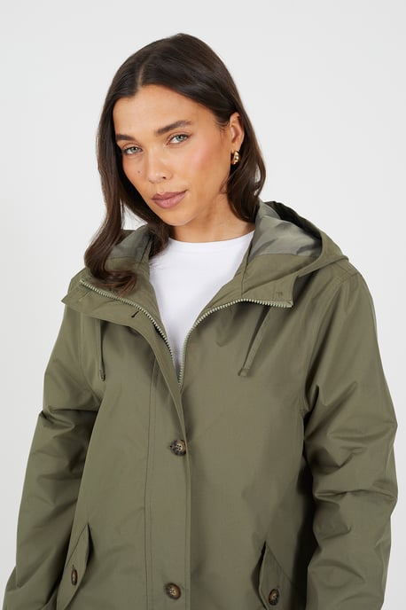 Light Khaki Lightweight Parka Style Hooded Jacket