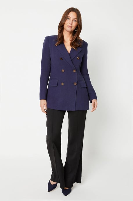 Linen Longline Double Breasted Blazer