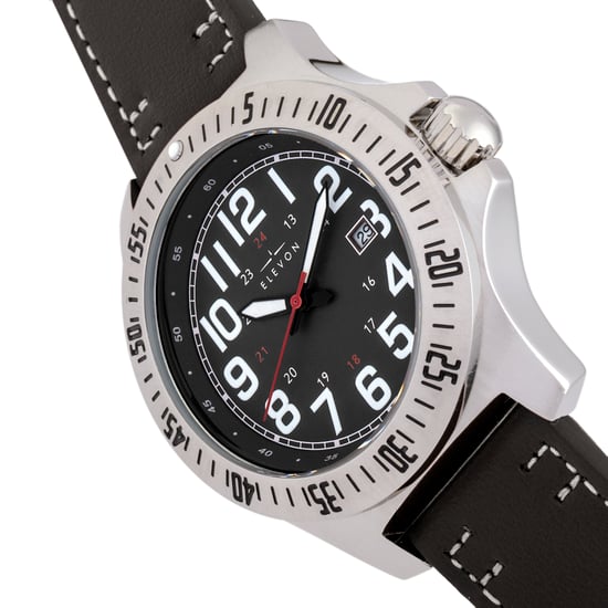Elevon Aviator Leather-Band Watch w/Date