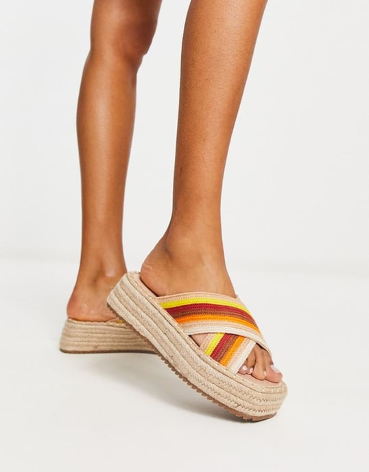 ASOS DESIGN Jazlyn flatform crochet mules in multi