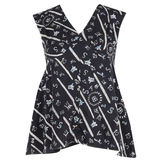 Balenciaga V-neck Printed Top in Black Silk - Image 1