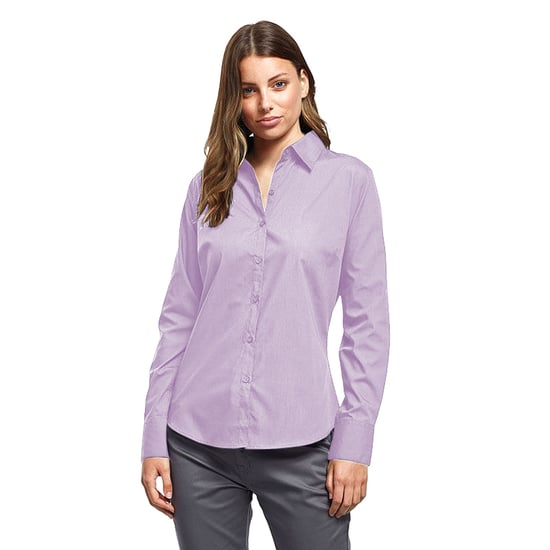 Premier Dames/Dames Popeline Blouse met Lange Mouwen (Lila) - Image 3