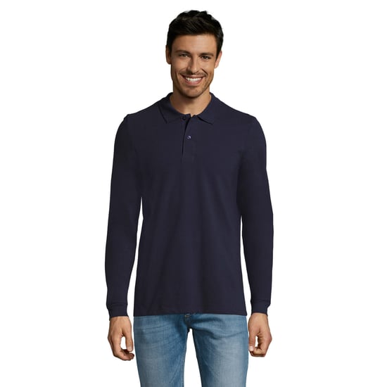 SOLS Heren Perfect Effen Piqué Poloshirt met Lange Mouwen (Franse marine) - Image 1