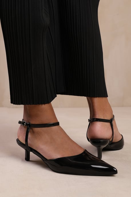 Wheres That From Womens 'Greece' Wide Fit Low Kitten Heels Pointed Toe Ankle Strap