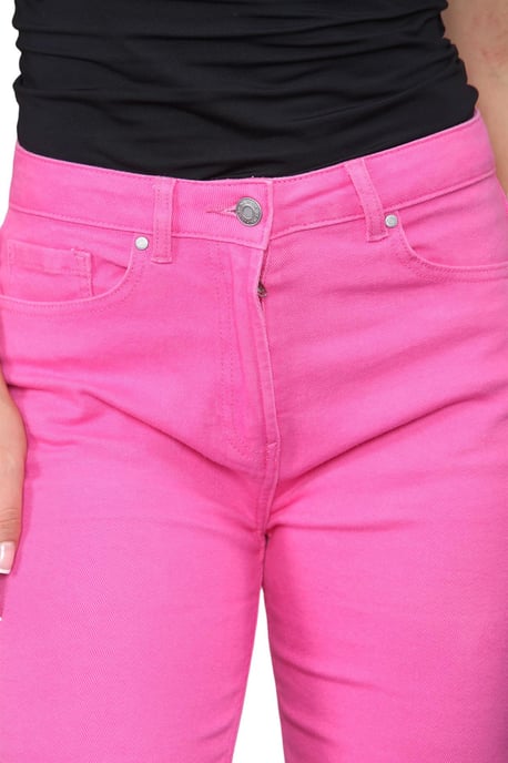 M&Co Womens High Rise Tapered Straight Leg Mom Jeans in Pink - Image 4