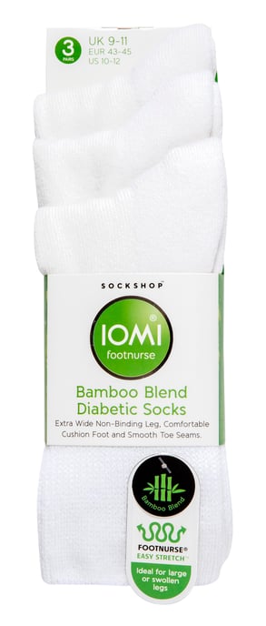 Extra Wide Bamboo Socks for Diabetics by IOMI | 3 Pack | 4 Colours - Image 2