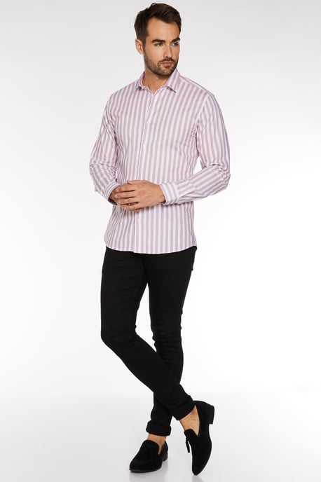 Long Sleeve Shirt with Pink Faded Stripes