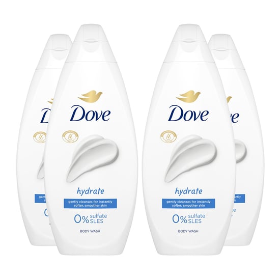 Dove Hydrate Body Wash 0% Sulfate SLES for Softer & Smoother Skin 225ml, 4 Pack