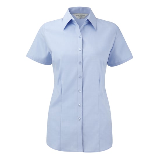Russell Womens/ladies Herringbone Short Sleeve Work Shirt (Light Blue)