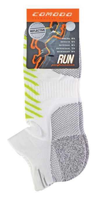 Comodo - Hi Viz Running Socks | Lightweight Anti Blister Sports Socks - White Lime - Image 2