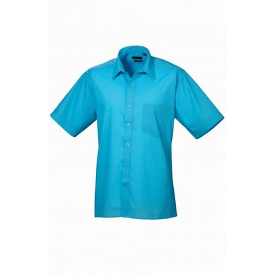 Premier Mens Short Sleeve Poplin Shirt (Turquoise) - Image 1