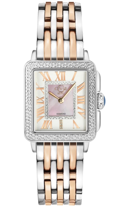 GV2 Padova Women's 12302B Swiss quartz Silver Dial Two Tone Stainless Steel Diamond Watch