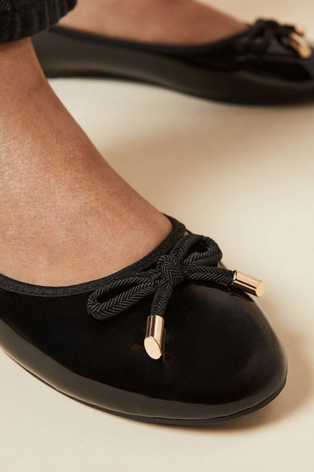 Wide Fit Peaches Bow Detail Ballet Pumps - Image 2