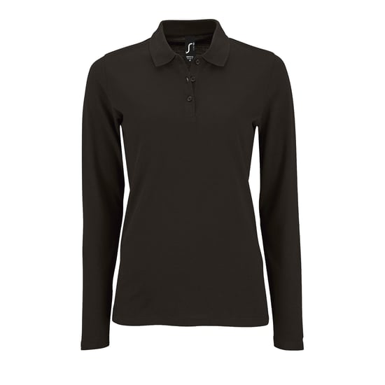 SOLS Dames/dames Perfecte Lange Mouw Pique Polo Shirt (Zwart) - Image 1