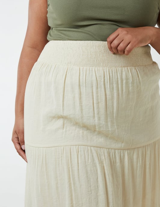 Curve Tiered Shirred Maxi Skirt