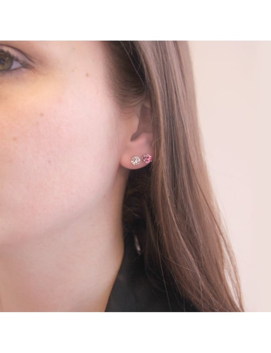 Birth Stone October Earrings - Silver and Pink - Image 2