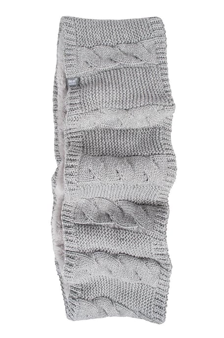Heat Holders - Vinterhalsduk för damer med mjukt fleecefodrat kabelstickat värmesnöre - ljusgrå - Image 1