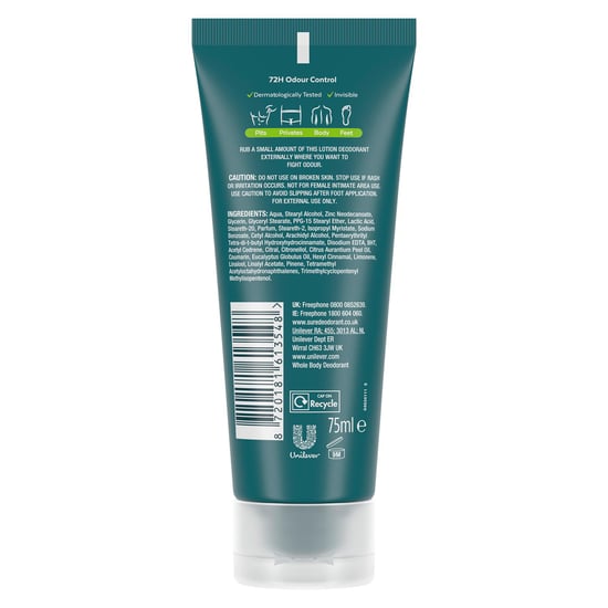 Sure Men Whole Body Deodorant Cream Active Fresh w/ 72H Odour Control 75ml, 3 Pk