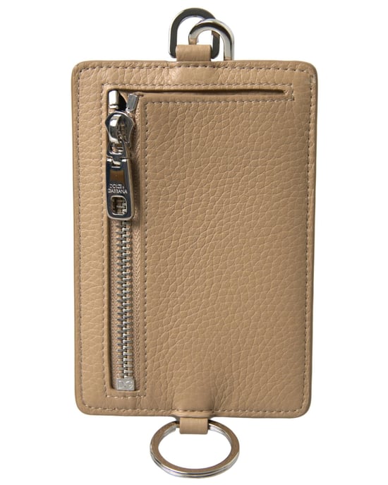 Leather Lanyard Cardholder with Zipper Closure and Multiple Card Slots