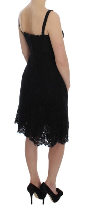 Dolce & Gabbana Women's Black Floral Lace Shift Knee Length Dress - Image 4