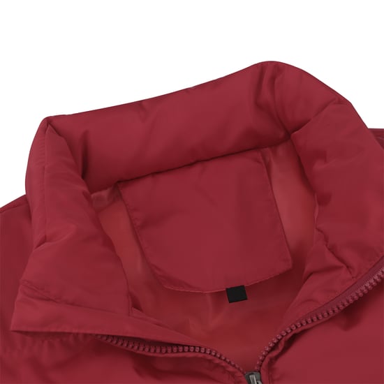 Men's Solid Color Casual Stand Collar Padded Gilets Red