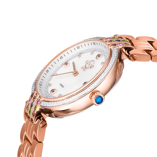GV2 Women's Matera 12805B Swiss Quartz Diamond White MOP Dial Watch