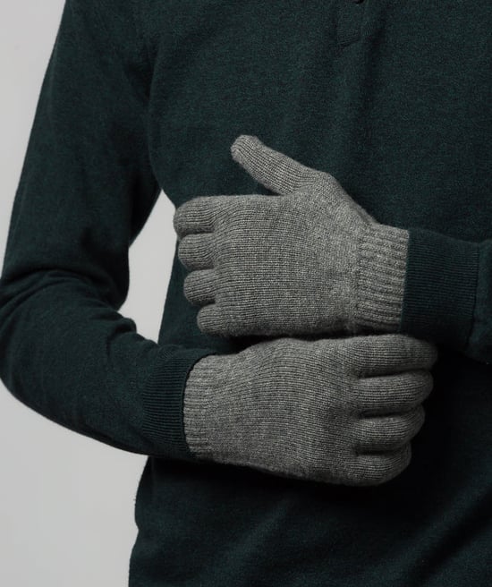 'Caldbeck' Grey Cashmere & Merino Wool Extra Large Gloves