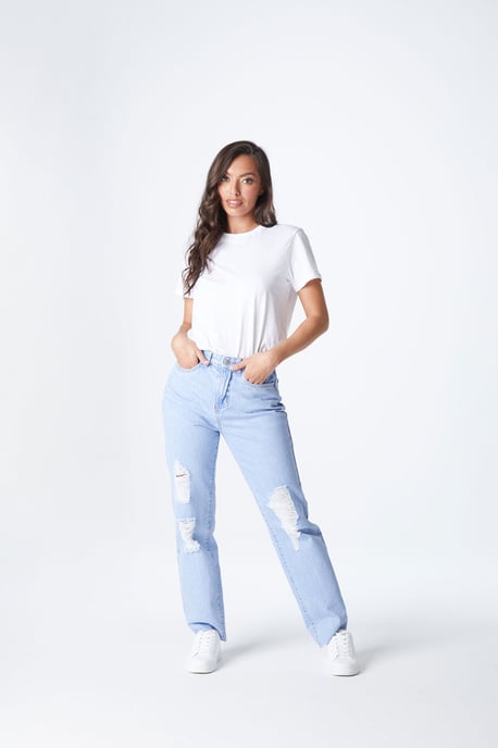 Blue Ripped Mom Jeans
