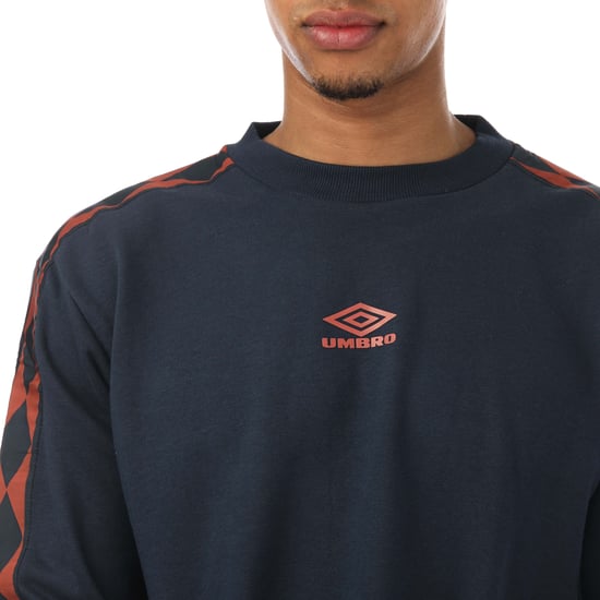 Men's Umbro Diamond Taped Sweatshirt in Navy - Image 6