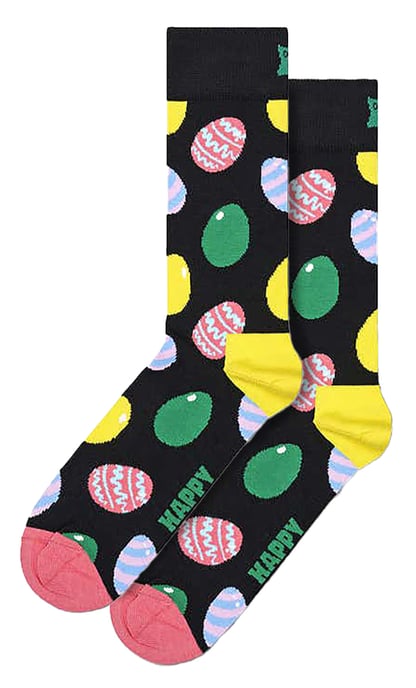 Happy Socks - Egg Socks | Novelty Funny Egg Print Socks | Gift Socks - Black - Image 1