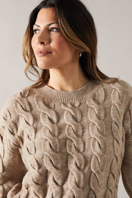 Chunky Cable Knit Crew Neck Jumper - Image 2