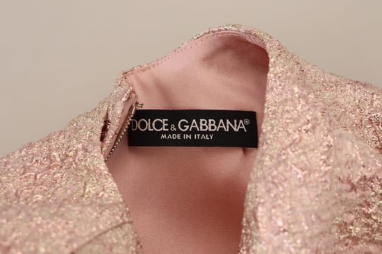 Dolce & Gabbana Roze Jacquard 3/4 Mouw Sheath Midi Damesjurk - Image 6