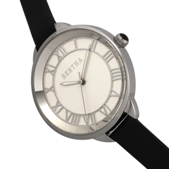 Bertha Madison Sunray Dial Leather-Band Watch