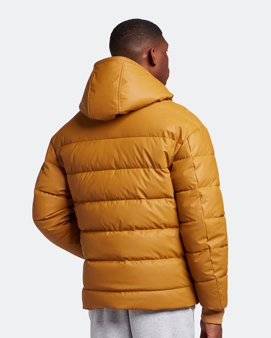 Lyle & Scott Rubberised Puffer Jacket in Mustard - Image 3