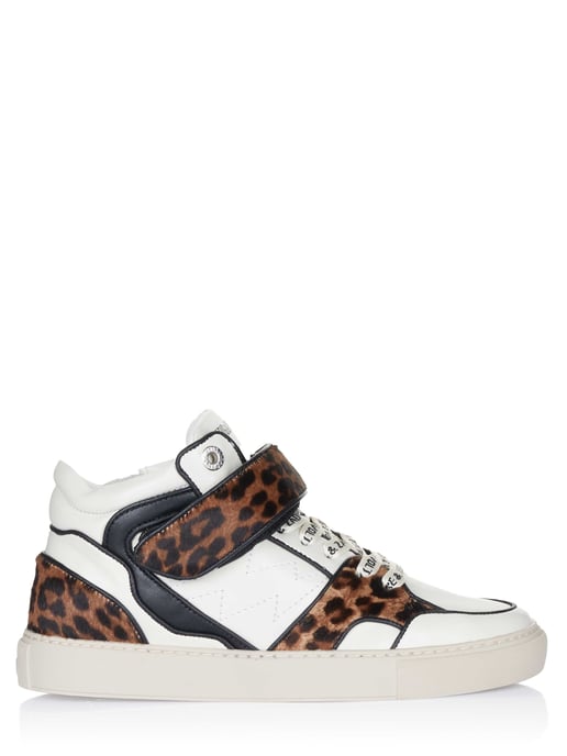 Zadig Voltaire Mid Flash bedrukte koeienhuid sneaker - Image 1