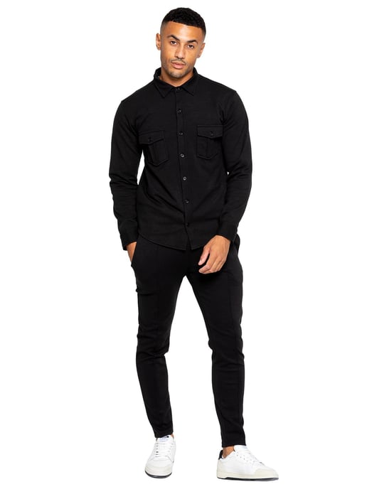 Enzo | Mens Overshirt Tracksuit Set - Black - Image 2