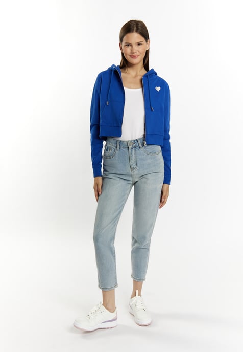 Mymo Bijgesneden hoodie met rits Dames koningsblauw - Image 2