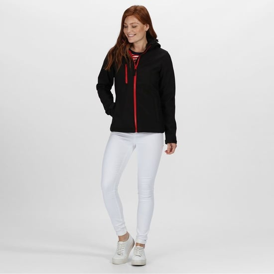 Regatta Womens/Ladies Venturer Hooded Soft Shell Jacket (Black/Classic Red)