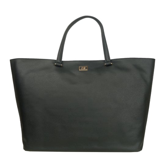 Cavalli Class Black Pvc Magnet Closure Shopping Shoulder Bag