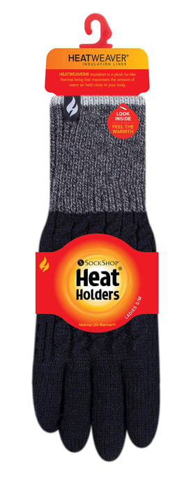 Heat Holders - Ladies Thermal Gloves for Winter in Kisdon Style - Black - Image 2