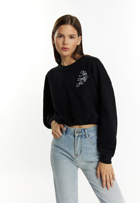 Mymo Cropped sweatshirt Dames zwart - Image 3